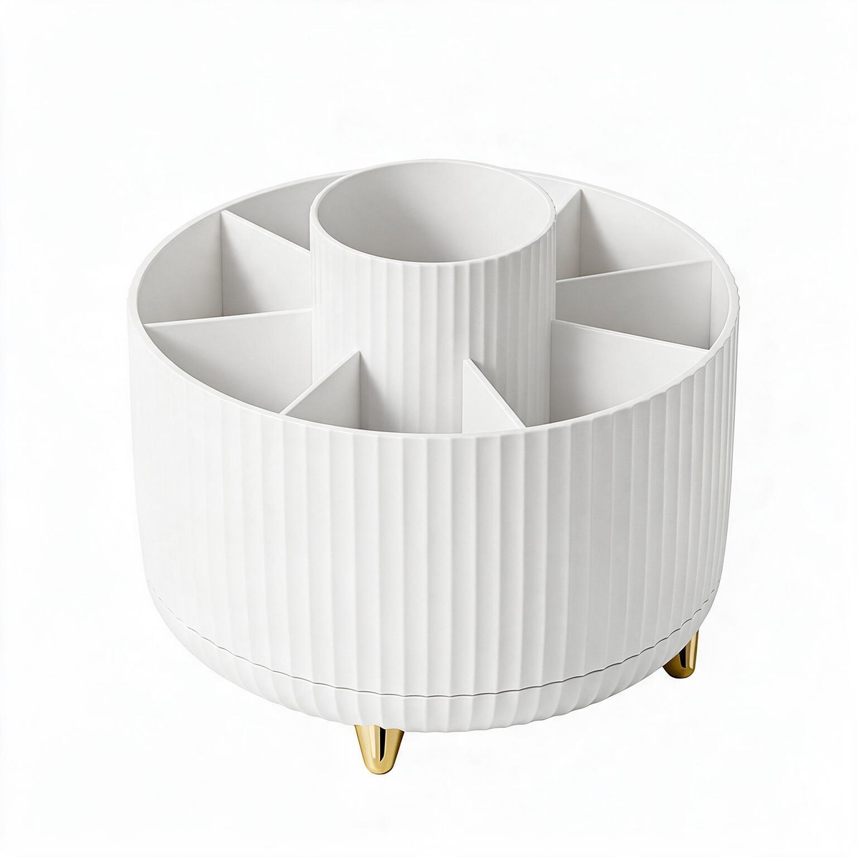 π Makeup Organizer | Durable Plastic Storage | Rotating Vanity Beauty Essential