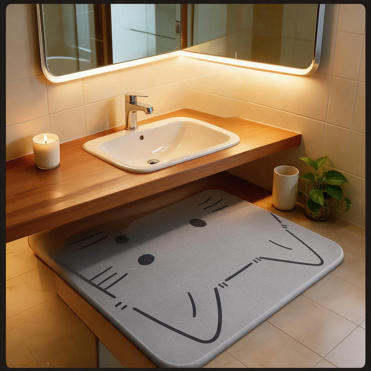 🚿Absorbent Bath Mat | Soft Diatom Mud | Bathroom Essential | Playful Quick-Dry Design