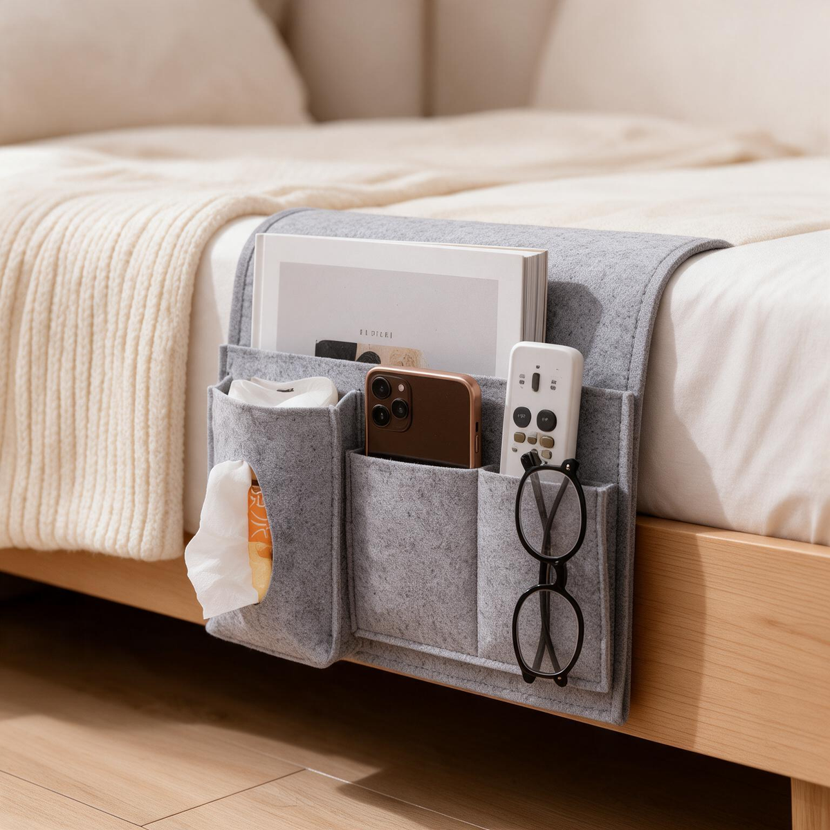 🫧Bedside Organizer | Soft Felt | Bedroom Storage | Multi-Pocket Space Saver