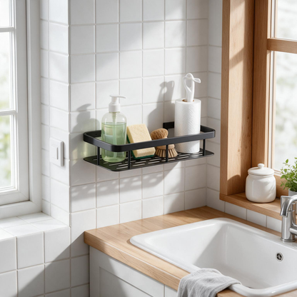🖤 Space-Saving | Metal Bathroom Storage | Modern Shower Organization Essential
