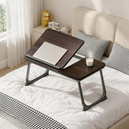 🪵 Adjustable Bed Table | Wood Grain Folding Design | Cozy Home Comfort Essential