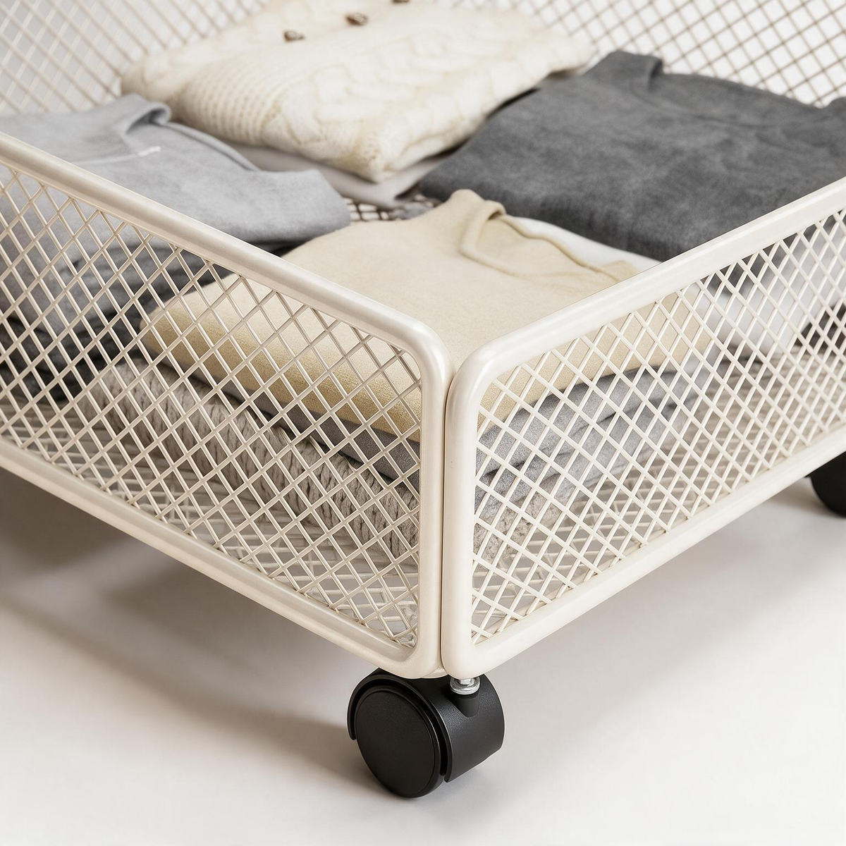 🛏️ Space-Saving | Metal Rolling Storage Drawer | Under Bed Organization Essential