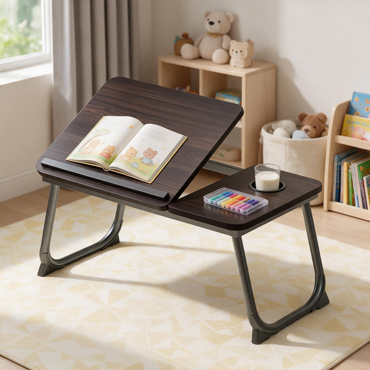 🪵 Adjustable Bed Table | Wood Grain Folding Design | Cozy Home Comfort Essential