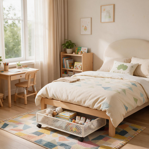 🛏️ Space-Saving | Metal Rolling Storage Drawer | Under Bed Organization Essential