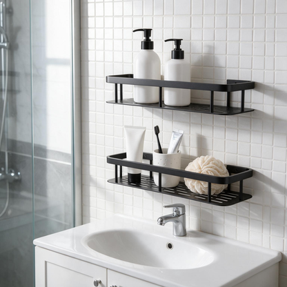🖤 Space-Saving | Metal Bathroom Storage | Modern Shower Organization Essential