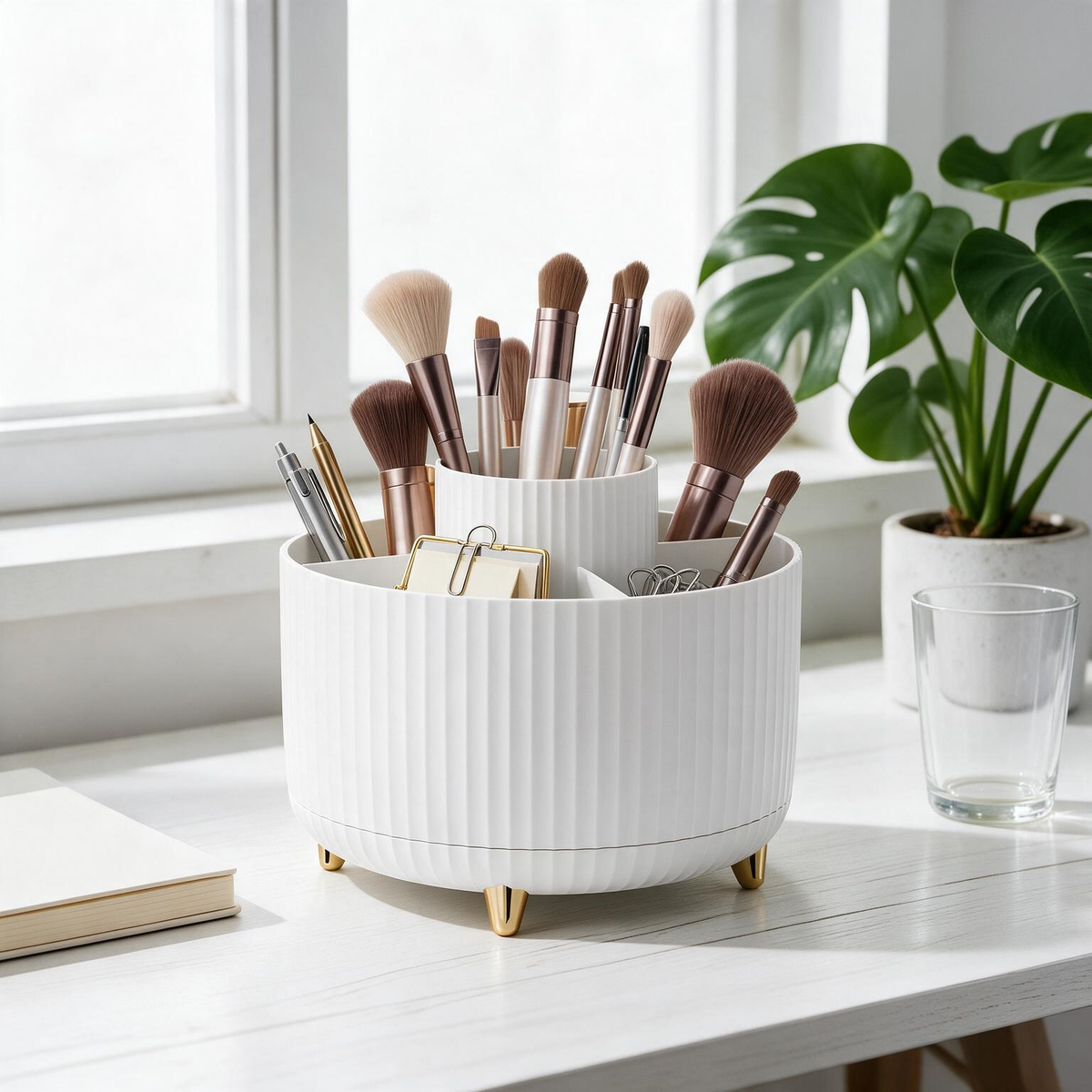 💄 Makeup Organizer | Durable Plastic Storage | Rotating Vanity Beauty Essential