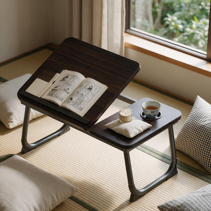 🪵 Adjustable Bed Table | Wood Grain Folding Design | Cozy Home Comfort Essential