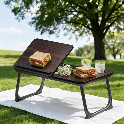 🪵 Adjustable Bed Table | Wood Grain Folding Design | Cozy Home Comfort Essential