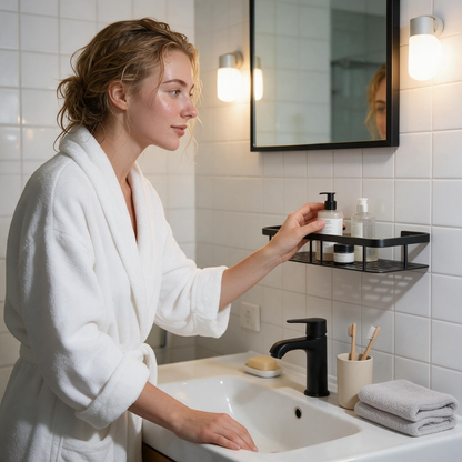 🖤 Space-Saving | Metal Bathroom Storage | Modern Shower Organization Essential