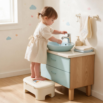 🏡 Home Essential | Durable Plastic | Everyday Spaces | Families | Hidden Storage Step Stool