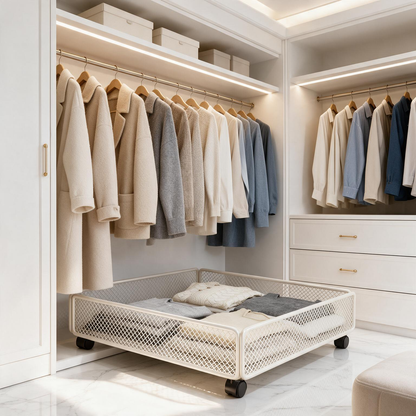 🛏️ Space-Saving | Metal Rolling Storage Drawer | Under Bed Organization Essential