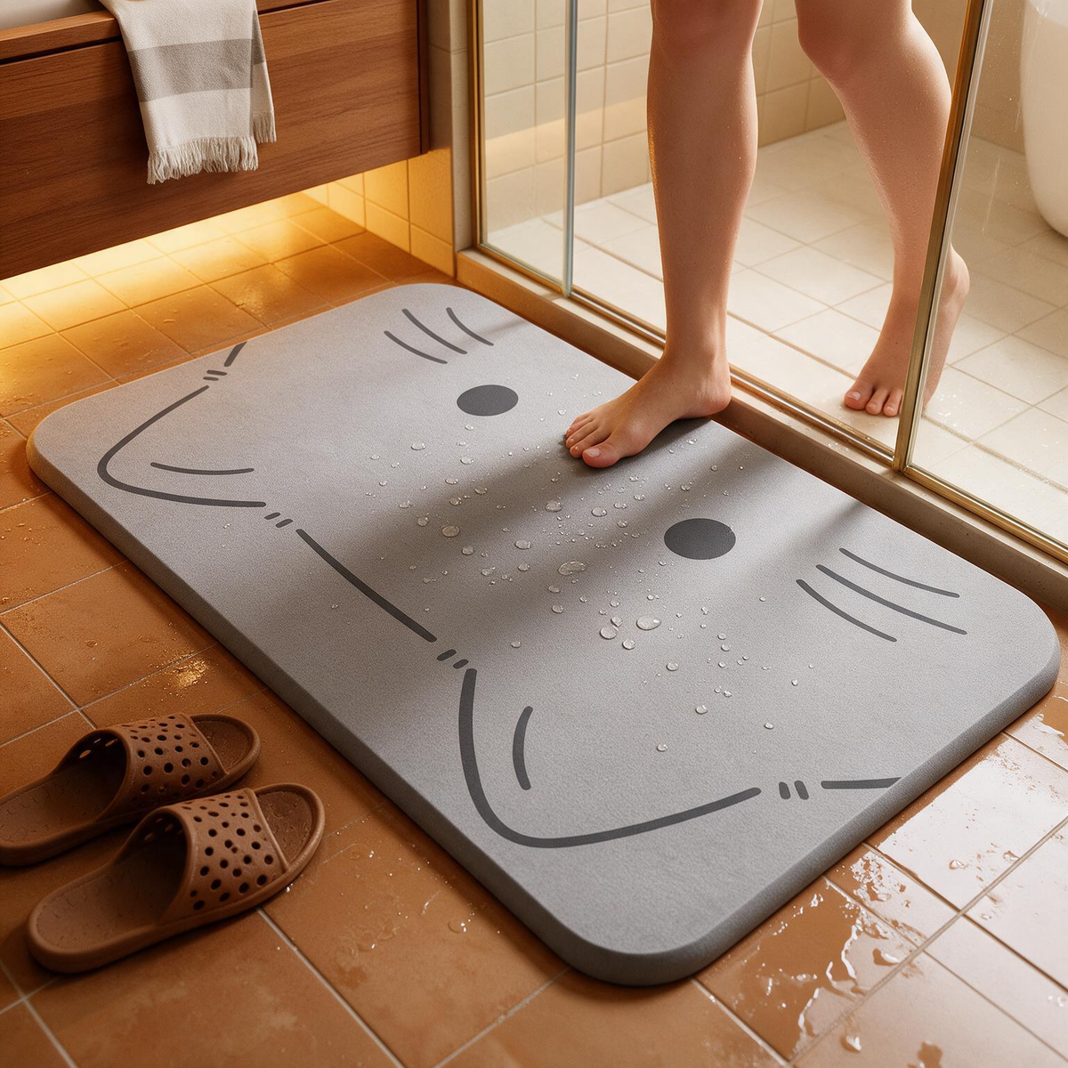 🚿Absorbent Bath Mat | Soft Diatom Mud | Bathroom Essential | Playful Quick-Dry Design