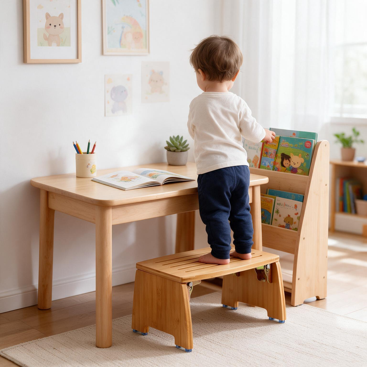 🌿 Step Stool | Natural Bamboo | Home | Families | Foldable Space-Saving Design