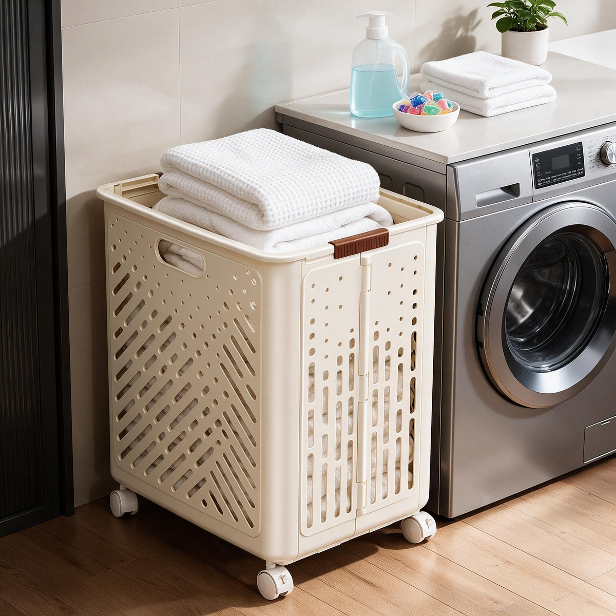 🧺 Laundry Hamper | Durable Plastic | Laundry Room | Families | Rolling Ventilated Storage