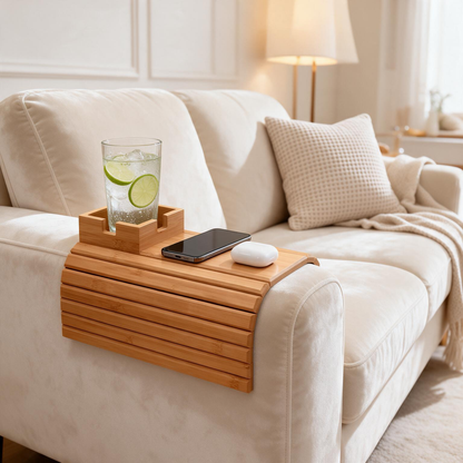 🛋️ Sofa Essential | Natural Bamboo | Living Rooms | Homebodies | Flexible Tray Design