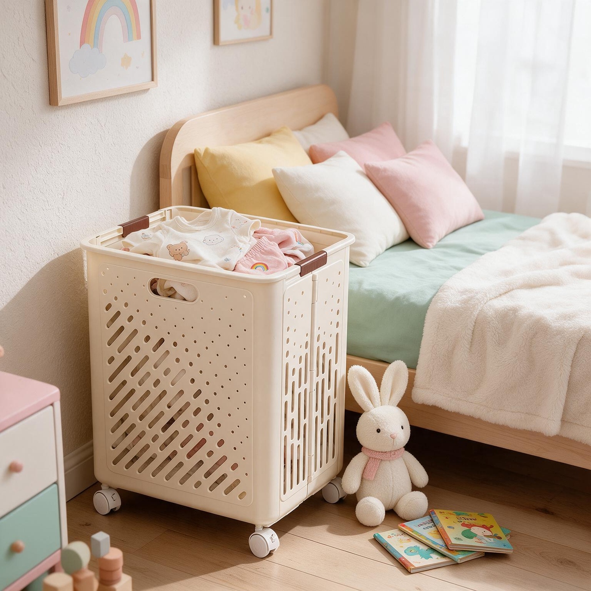 🧺 Laundry Hamper | Durable Plastic | Laundry Room | Families | Rolling Ventilated Storage
