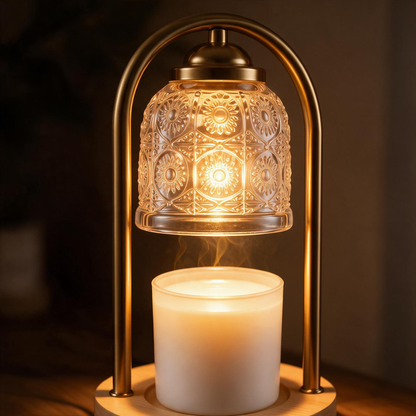 🧊Candle Warmer Lamp | Glass & Metal | Cozy Interiors | Golden Ambient Glow