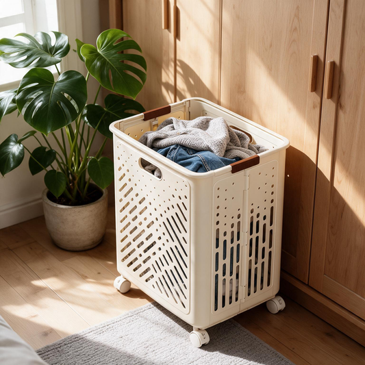 🧺 Laundry Hamper | Durable Plastic | Laundry Room | Families | Rolling Ventilated Storage
