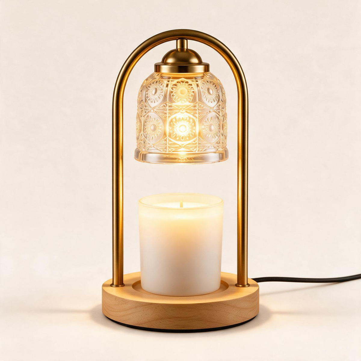 🧊Candle Warmer Lamp | Glass & Metal | Cozy Interiors | Golden Ambient Glow