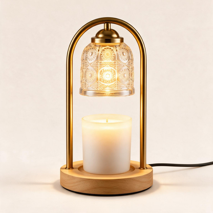 🧊Candle Warmer Lamp | Glass & Metal | Cozy Interiors | Golden Ambient Glow