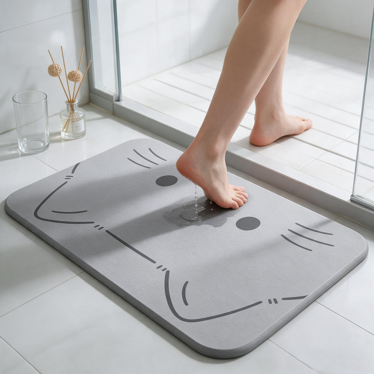 🚿Absorbent Bath Mat | Soft Diatom Mud | Bathroom Essential | Playful Quick-Dry Design