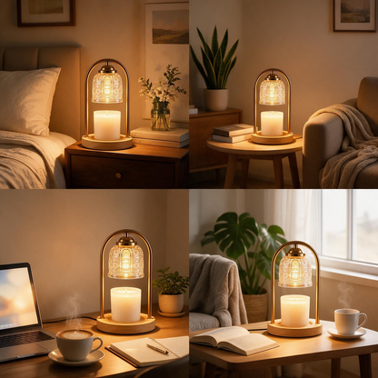 🧊Candle Warmer Lamp | Glass & Metal | Cozy Interiors | Golden Ambient Glow