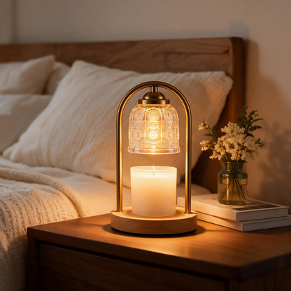 🧊Candle Warmer Lamp | Glass & Metal | Cozy Interiors | Golden Ambient Glow