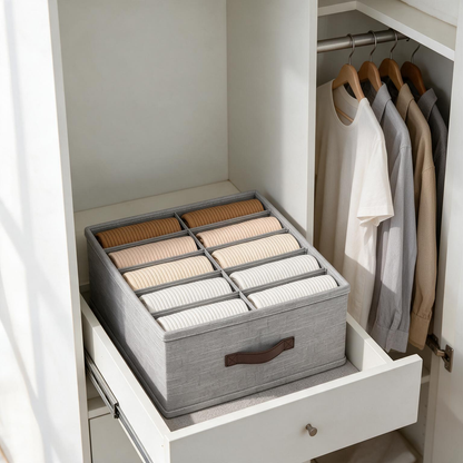 🧺 Drawer Organizer | Woven Fabric | Closet | Homeowners | Neat Divided Storage