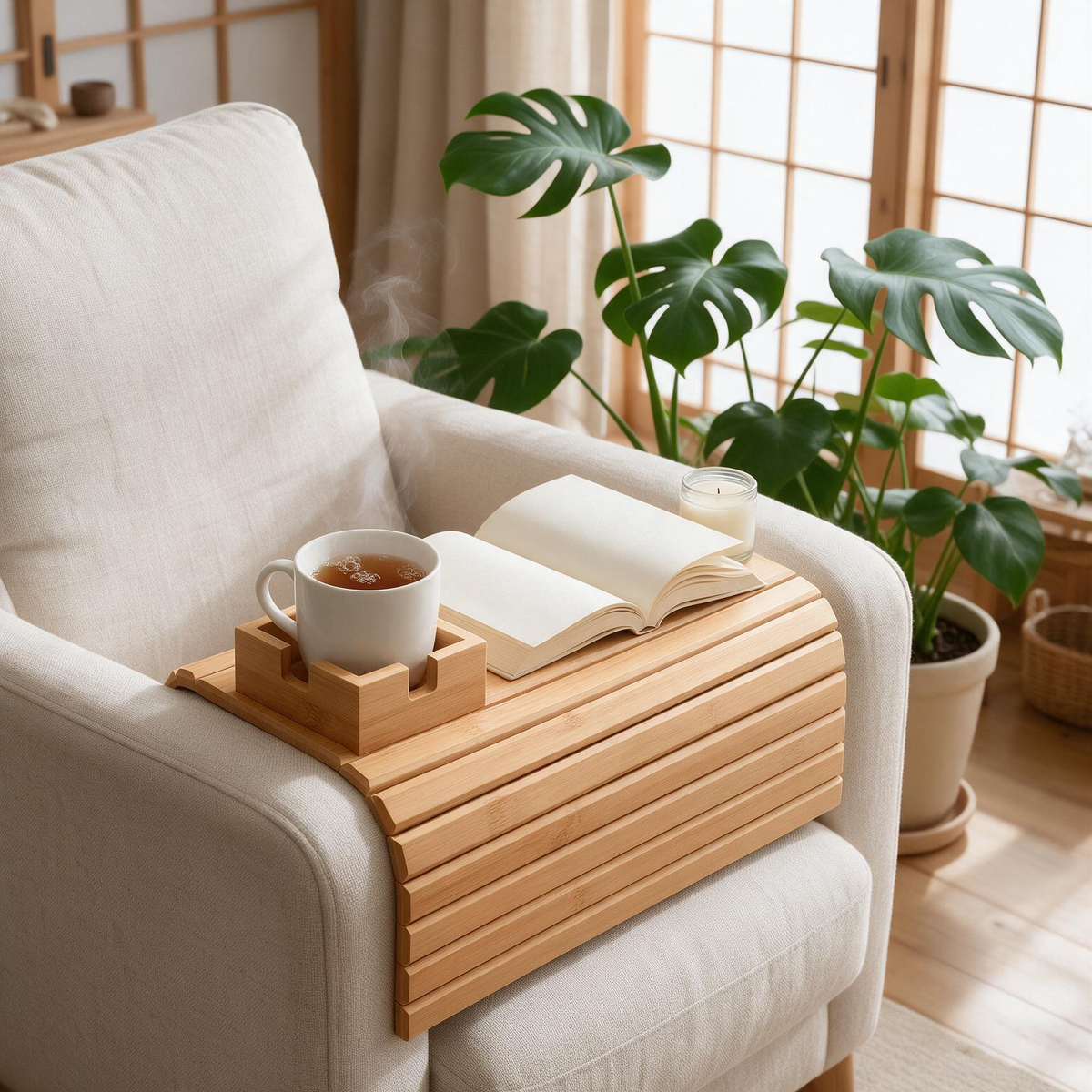 🛋️ Sofa Essential | Natural Bamboo | Living Rooms | Homebodies | Flexible Tray Design