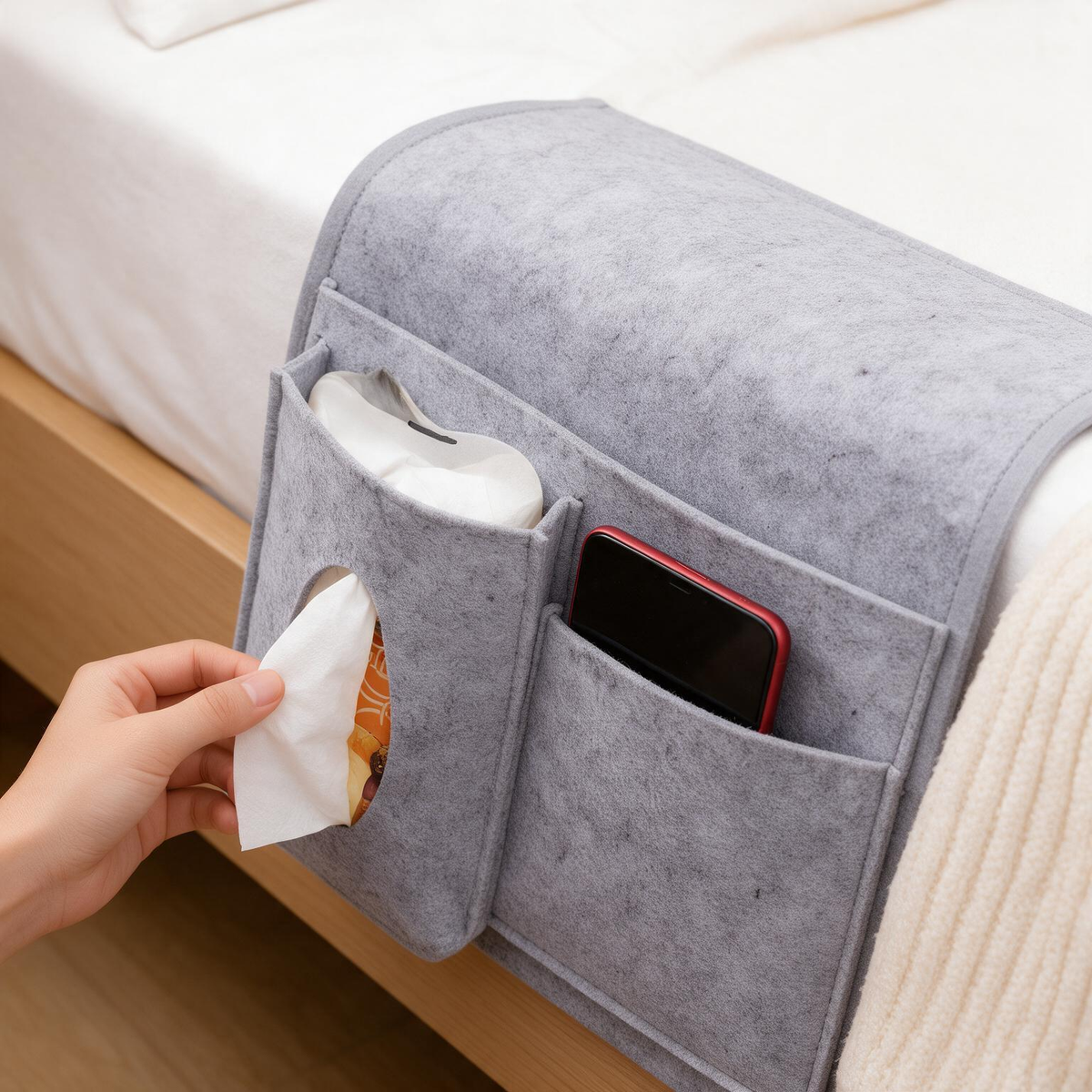 🫧Bedside Organizer | Soft Felt | Bedroom Storage | Multi-Pocket Space Saver