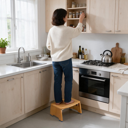 🌿 Step Stool | Natural Bamboo | Home | Families | Foldable Space-Saving Design