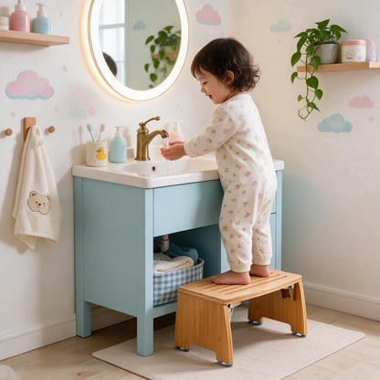 🌿 Step Stool | Natural Bamboo | Home | Families | Foldable Space-Saving Design