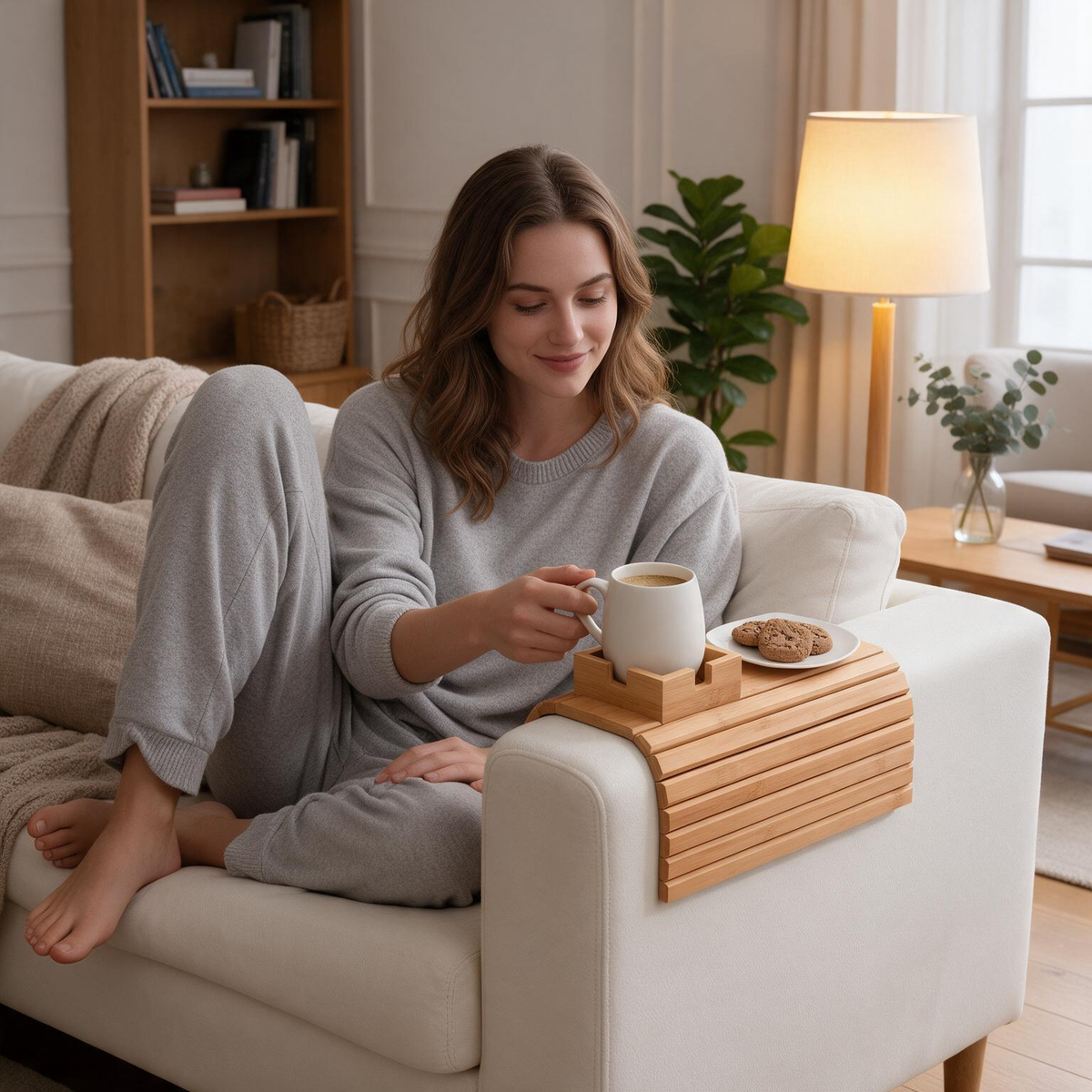 🛋️ Sofa Essential | Natural Bamboo | Living Rooms | Homebodies | Flexible Tray Design