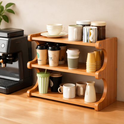 ☕ Countertop Organizer | Wood Construction | Kitchen & Coffee Bar | Homeowners | Three-Tier Display