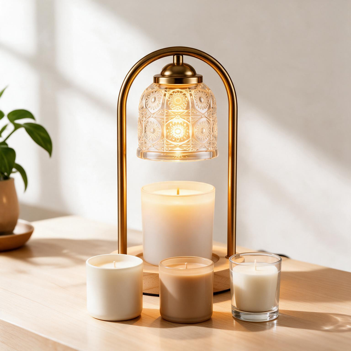 🧊Candle Warmer Lamp | Glass & Metal | Cozy Interiors | Golden Ambient Glow